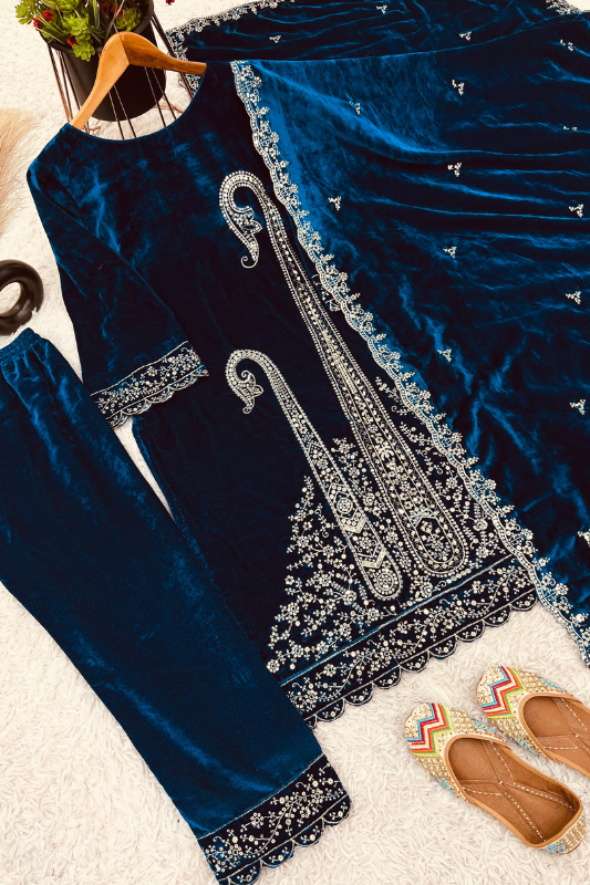 Heavy embroidery sequence work suit