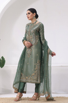 Golden embroidery green suit