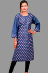 denim blue floral print kurti