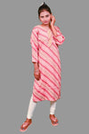pink maroon striped kurti with golden embroidery