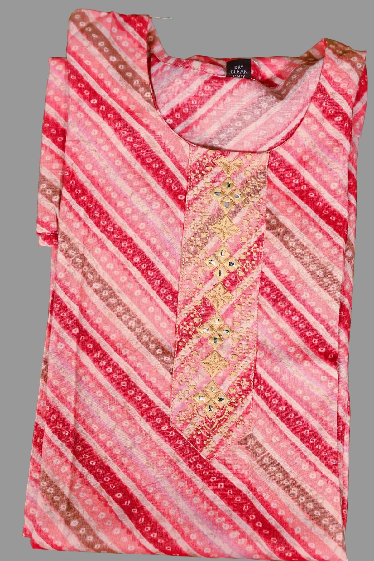 pink maroon striped kurti with golden embroidery