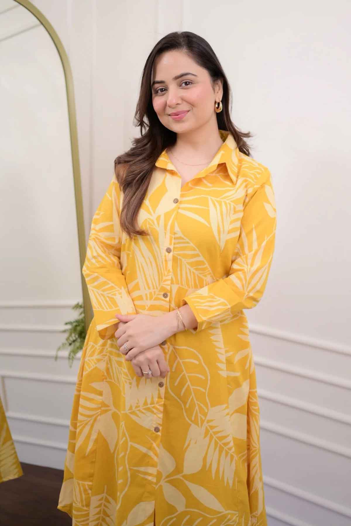 tropical yellow cotton co-ord set-everyday fresh look