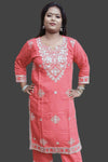 festive red kurti set with shimmering silver work