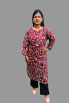 Elegant maroon floral print cotton kurti for everyday comfort
