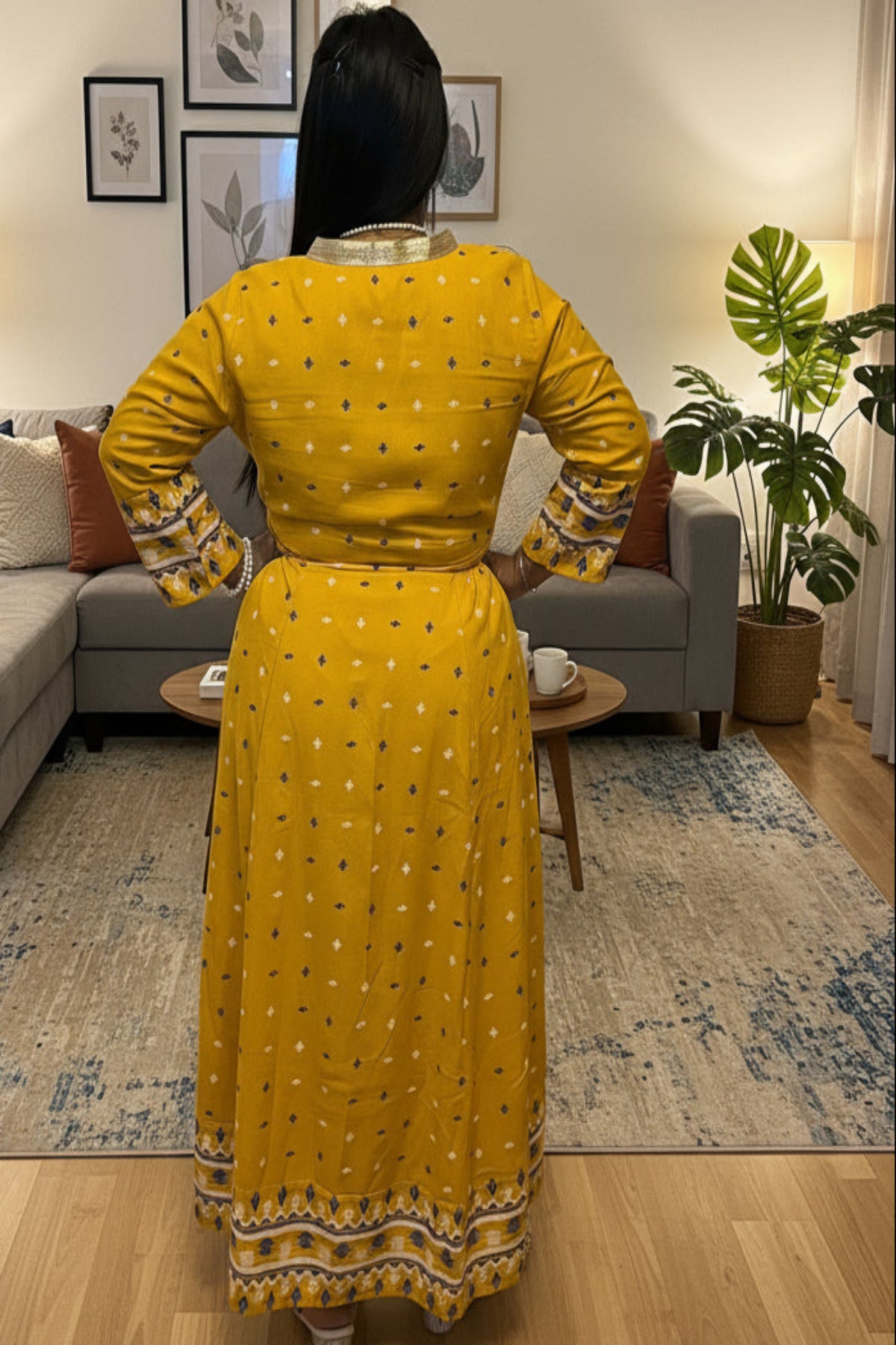 Rayon printed anarkali kurti pant set