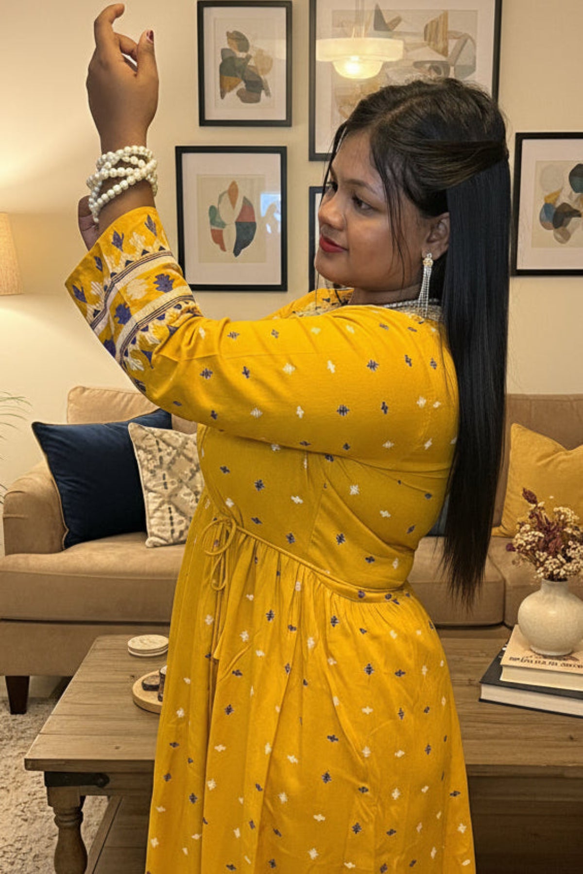 Rayon printed anarkali kurti pant set