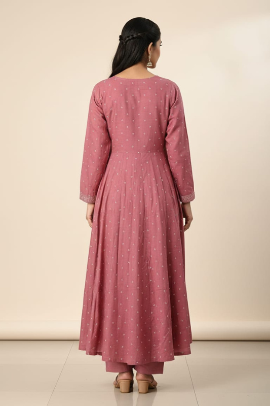 Rose pink kashmiri embroidery work suit