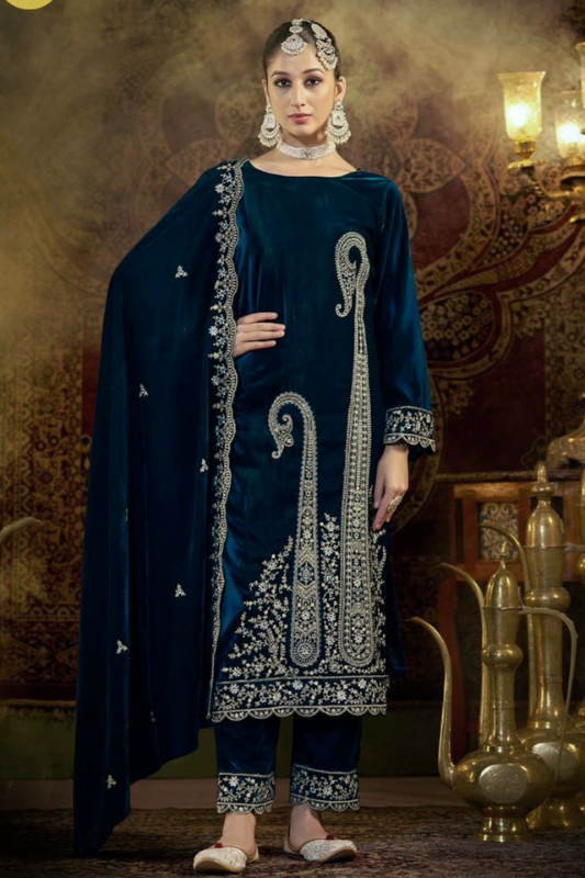 Heavy embroidery sequence work suit