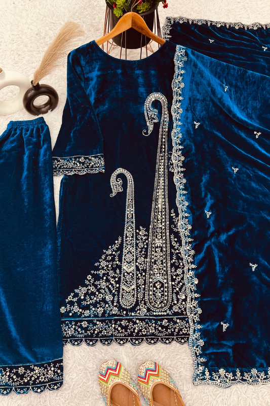 Heavy embroidery sequence work suit