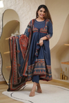 Elegant blue Anarkali cotton kurti sets