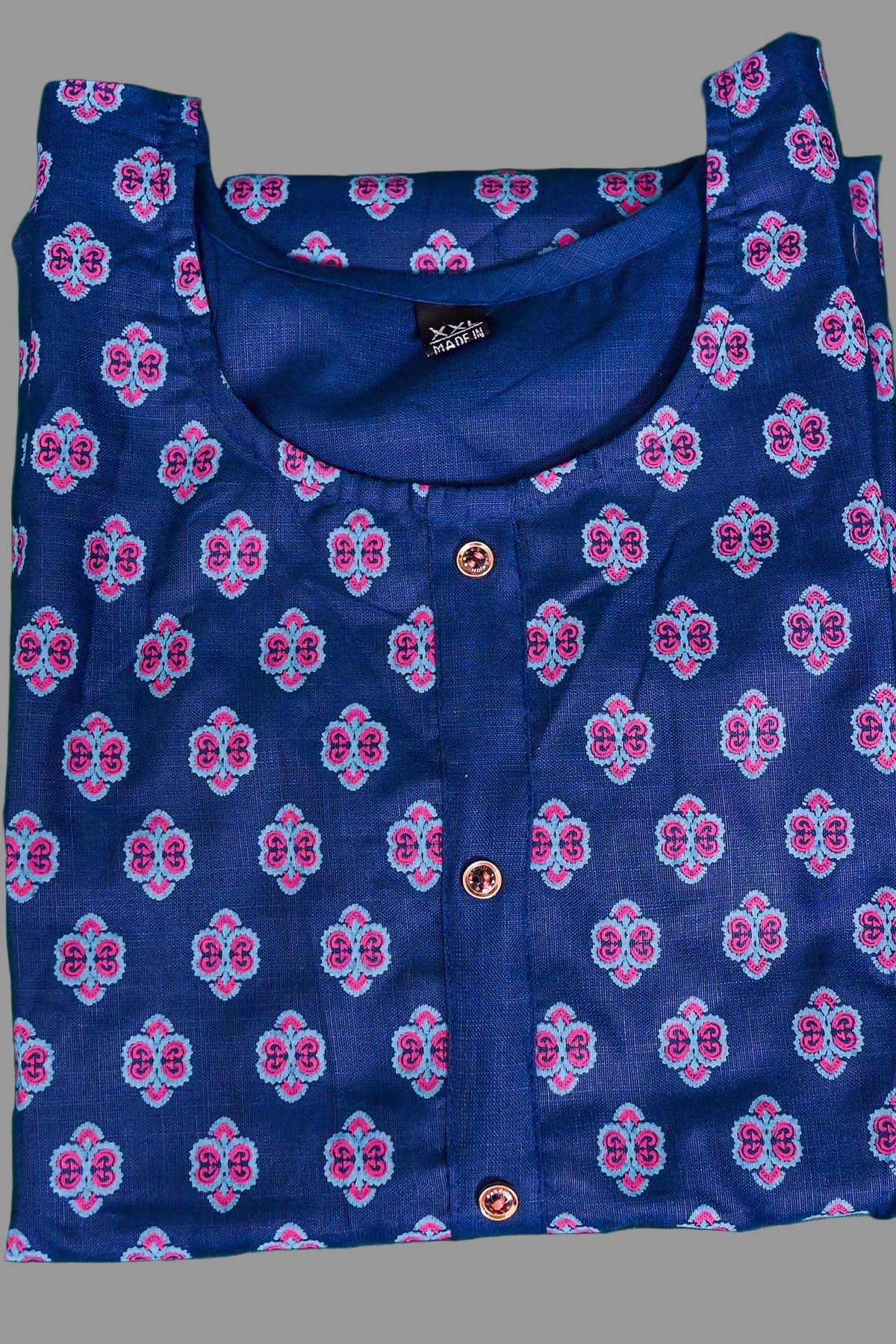 denim blue floral print kurti