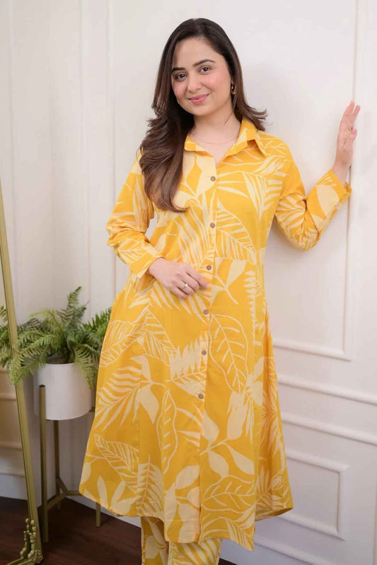 Tropical yellow cotton co-ord set-everyday fresh look