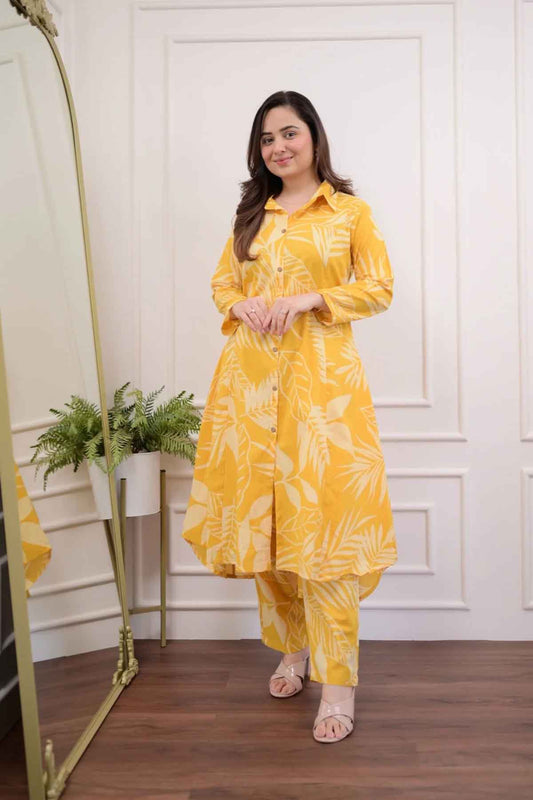 tropical yellow cotton co-ord set-everyday fresh look