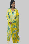 designer yellow  cotton kurti set with stylish mirror embellishments