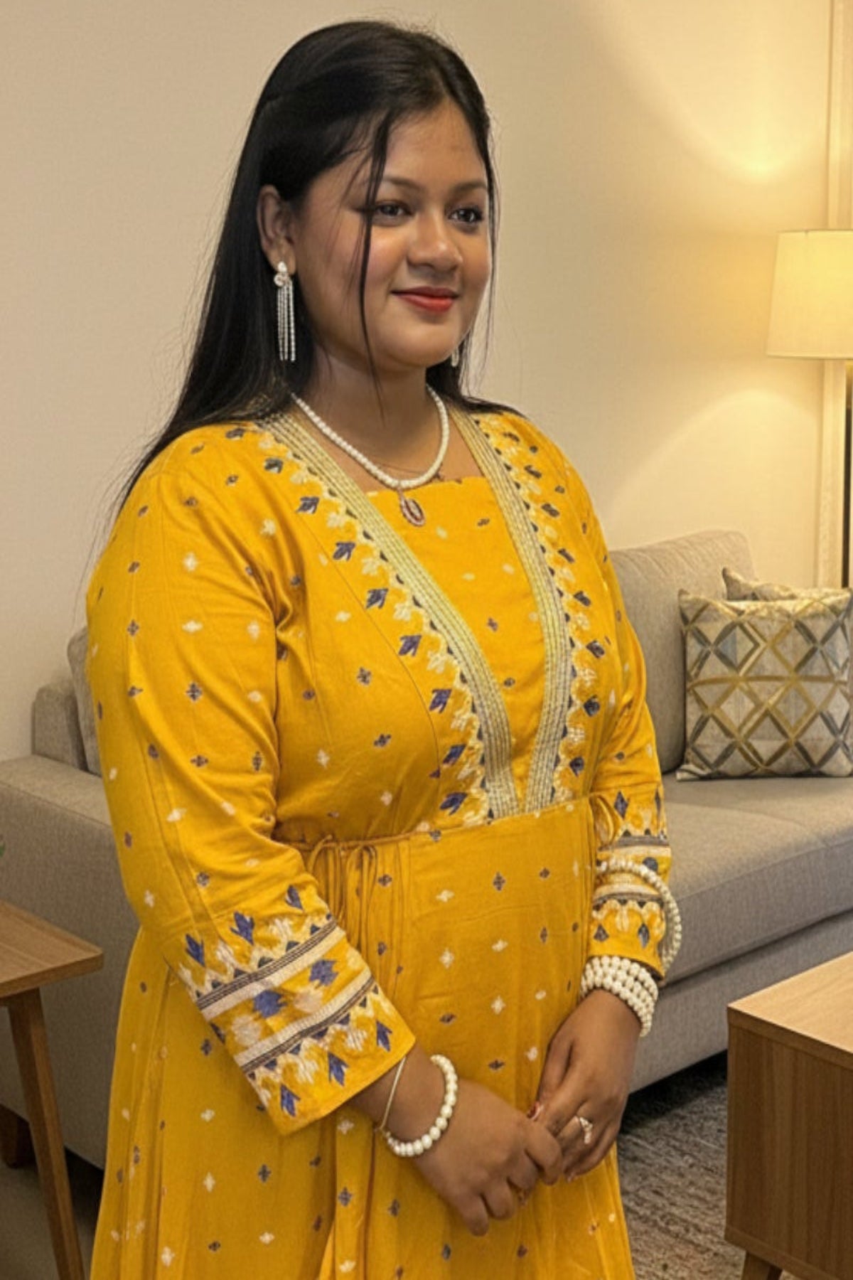 Rayon printed anarkali kurti pant set