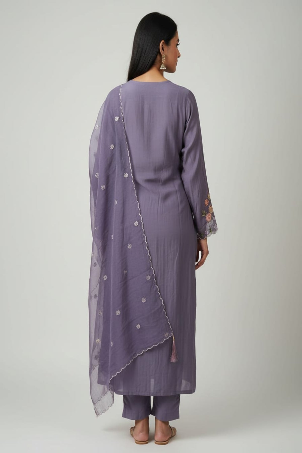 Dusty Lavender kurti set with lace detailing