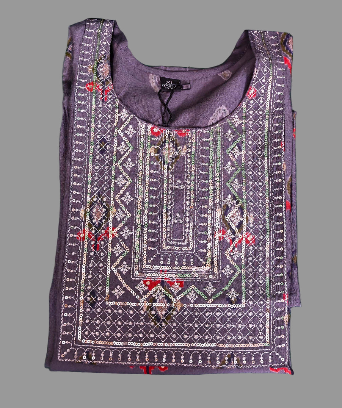 charcoal grey designer kurti with golden sequin embroidery