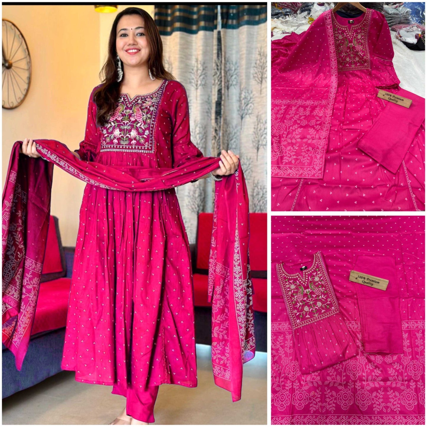 Rose pink kashmiri embroidery work suit
